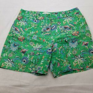 Talbots Women's Flat Front Floral Casual Shorts Multicolor Slash Pockets Size 8